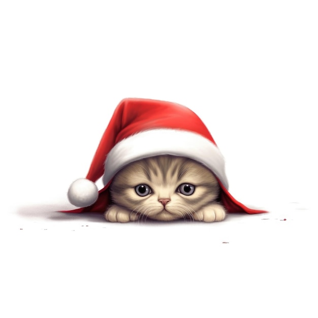 Gattino Scottish Fold che indossa il cappello da Babbo Natale