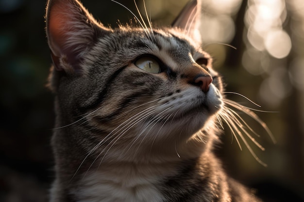 Gatto al sole a basso angolo IA generativa