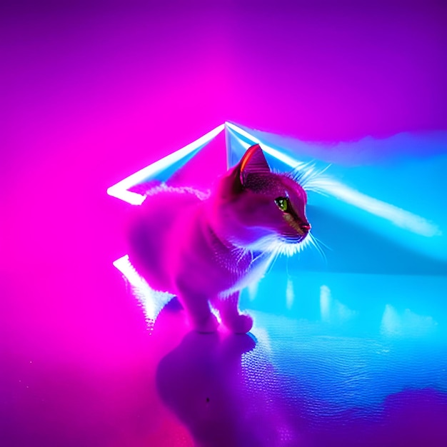 Gatto alla luce del neon