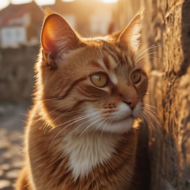 Gatto arancione sotto il sole