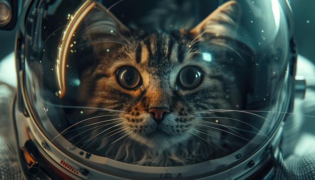 Gatto astronauta con casco spaziale