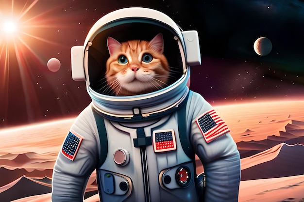 Gatto astronauta in tuta spaziale