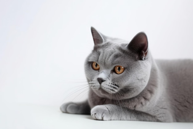 Gatto British Shorthair Su Sfondo Bianco IA Generativa