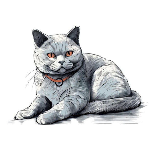 Gatto British Shorthair su sfondo bianco Logo IA generativa