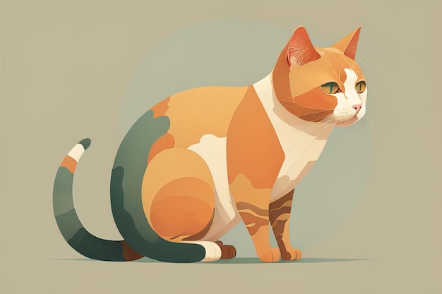 Gatto carino seduto sul pavimento Illustrazione vettoriale in stile retro ai generativo