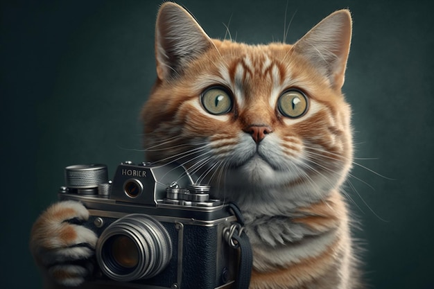 Gatto cattura l'attimo Un ritratto della fotocamera IA generativa