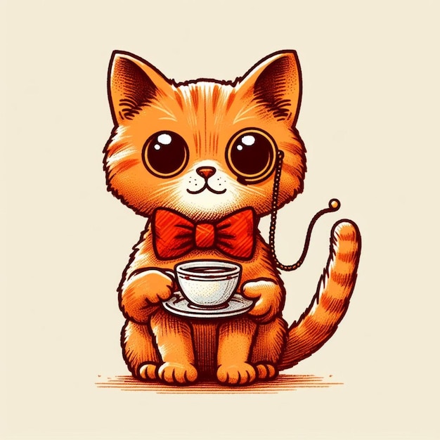 Gatto che beve caffè