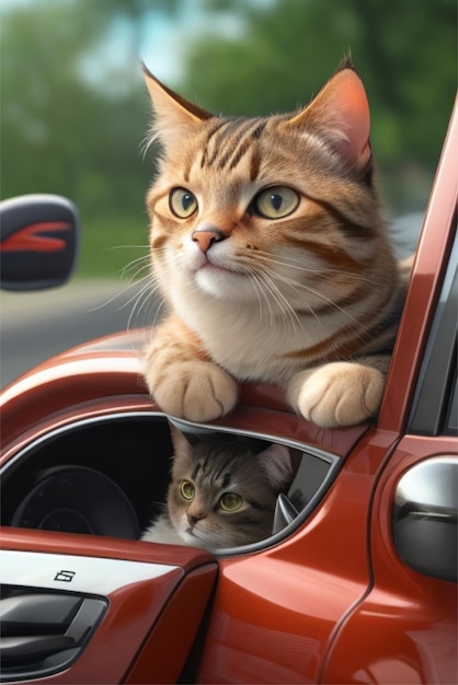 Gatto che guida un&#39;auto