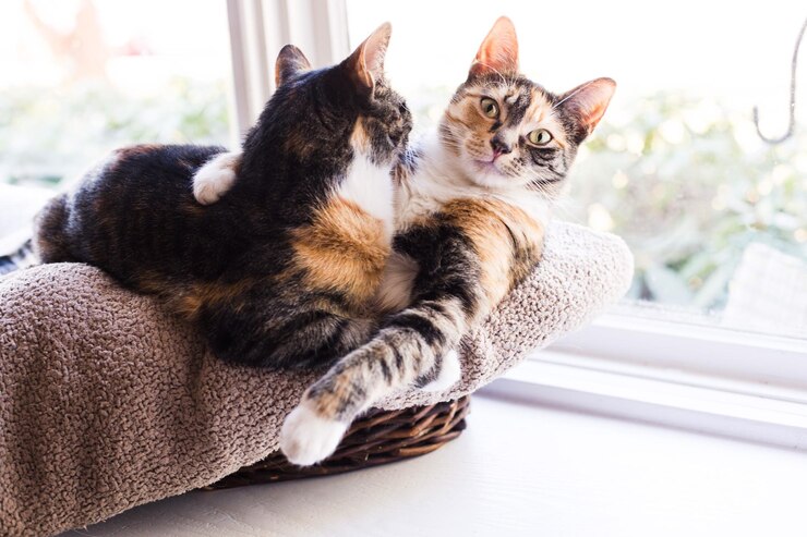 Foto gatto che si rilassa a casa