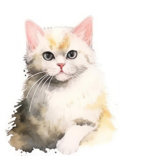 Gatto clipart acquerello simpatico cartone animato gatto immagini Pet illustrazione gattino simpatico gatto sfondo bianco