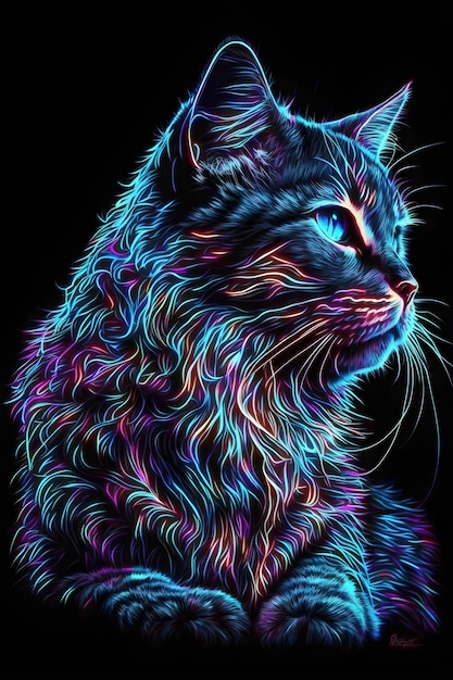 gatto colorato sfumato. Generato dall'intelligenza artificiale