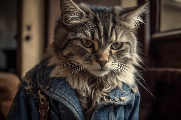 Gatto come un cowboy del selvaggio West