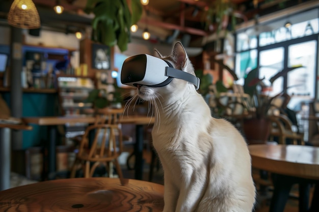 Gatto con cuffie VR nel metaverso