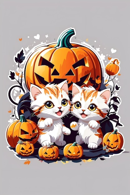 gatto con zucca Halloween