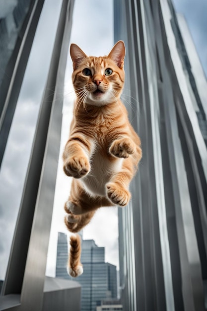 gatto coraggioso che salta all'aperto illustrazione