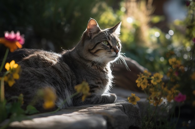 Gatto da giardino soleggiato