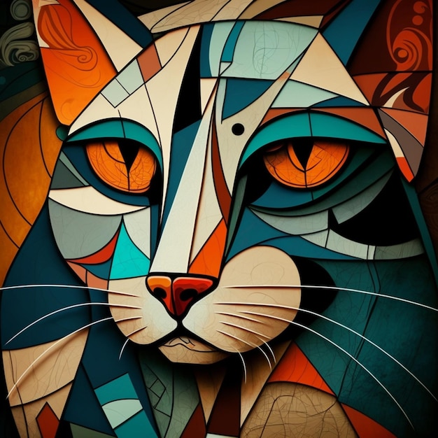gatto dai colori vivaci con occhi arancione e naso nero