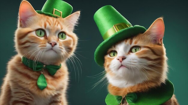 Gatto divertente con il cappello verde del leprechaun