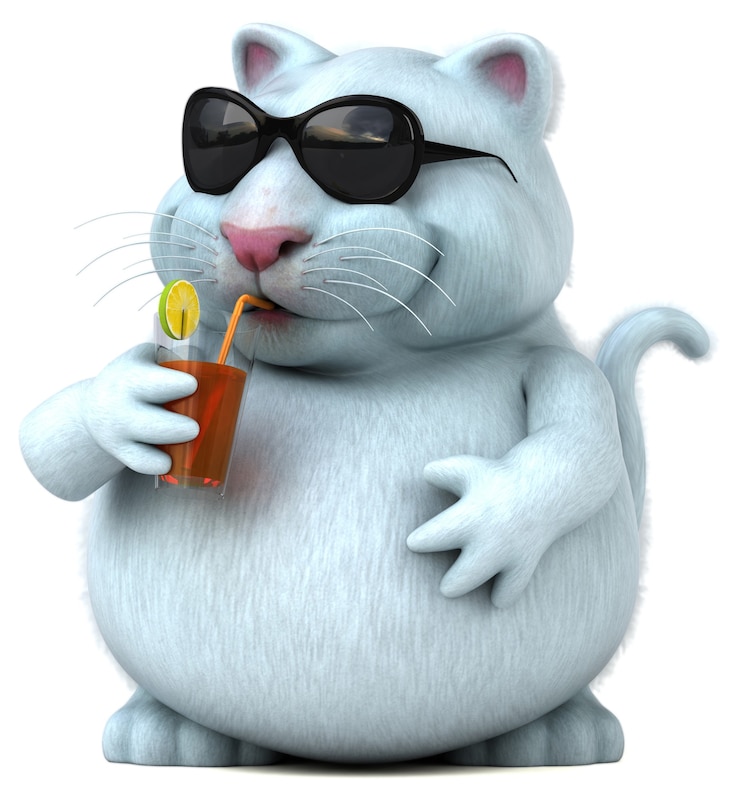 Foto gatto divertente - illustrazione 3d