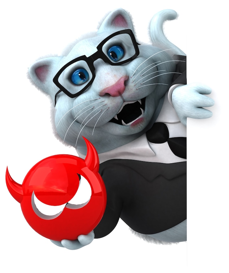 Foto gatto divertente - illustrazione 3d