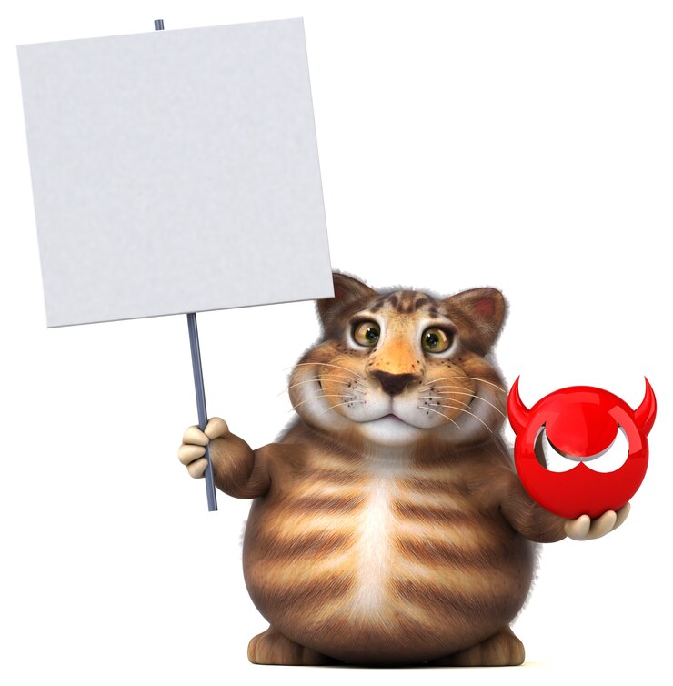 Foto gatto divertente - illustrazione 3d