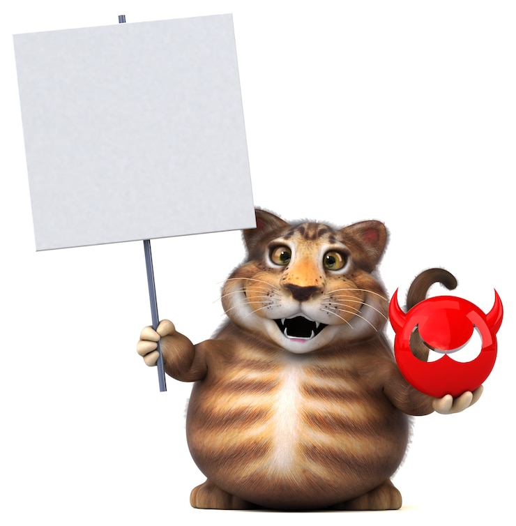 Foto gatto divertente - illustrazione 3d