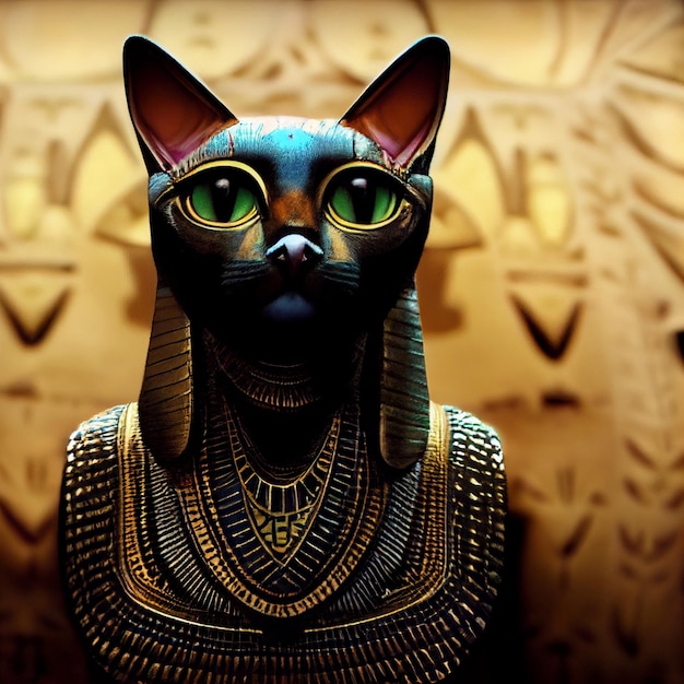 Gatto egiziano illustrazione 3D faraone gatto mummia sarcofago realistico cultura artistica dell'antico Egitto