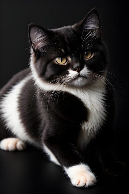 Gatto elegante su uno sfondo nero