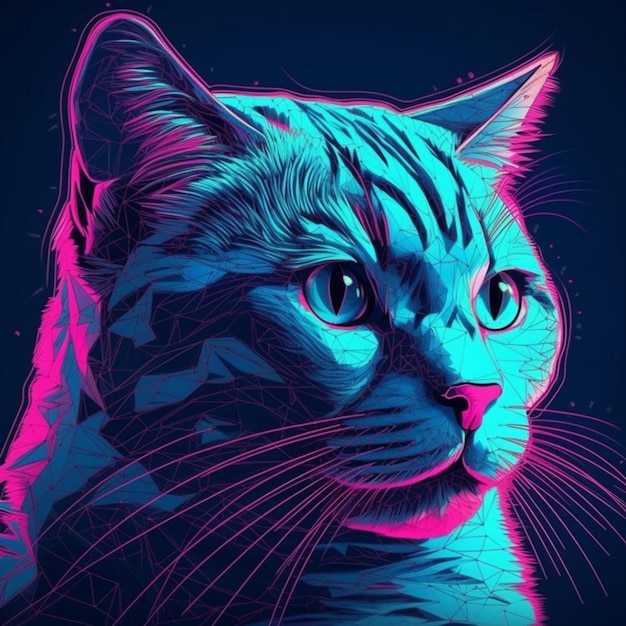 gatto futuristico in stile vaporwave