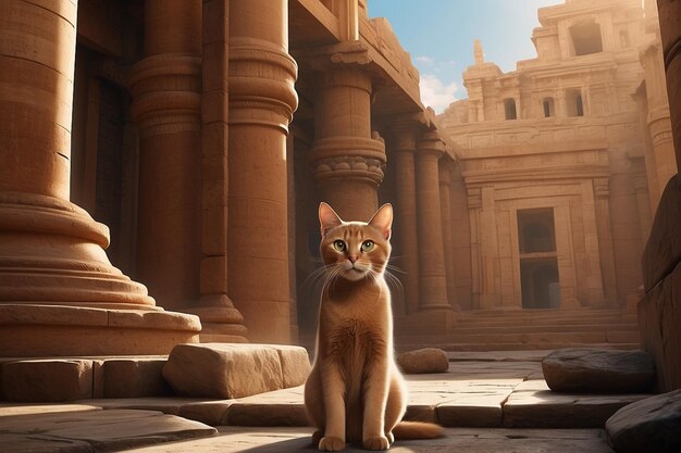 gatto giallo vicino agli edifici egiziani
