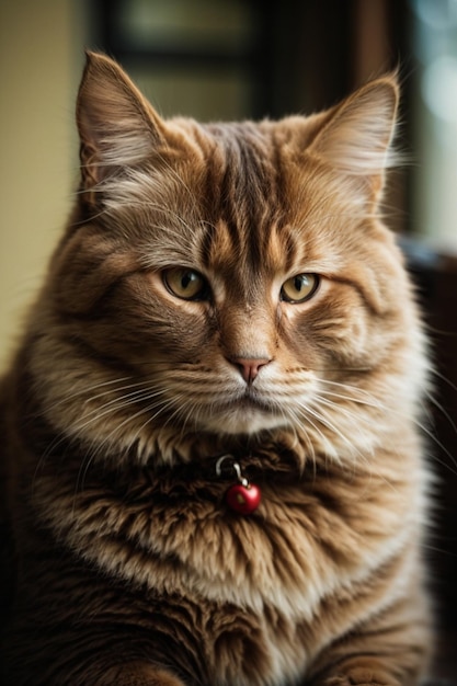 Gatto grasso e carino di colore marrone scuro