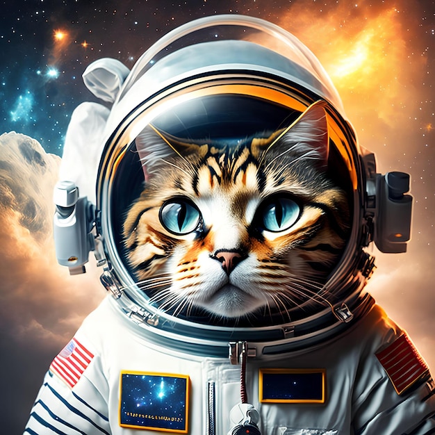 Gatto in tuta da astronauta arte generativa di AI