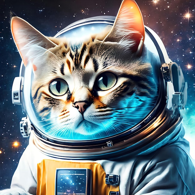 Gatto in tuta da astronauta arte generativa di AI