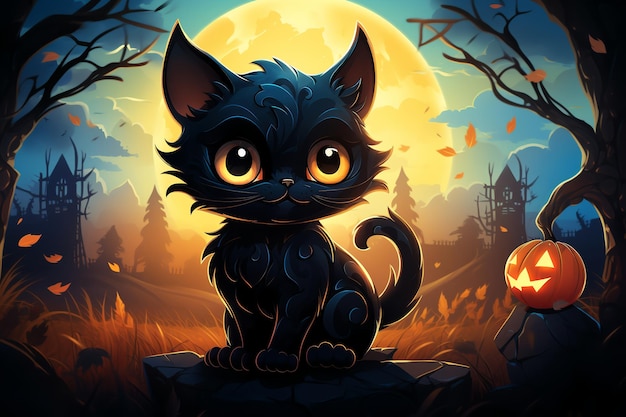 Gatto nero di Halloween Arte mistica