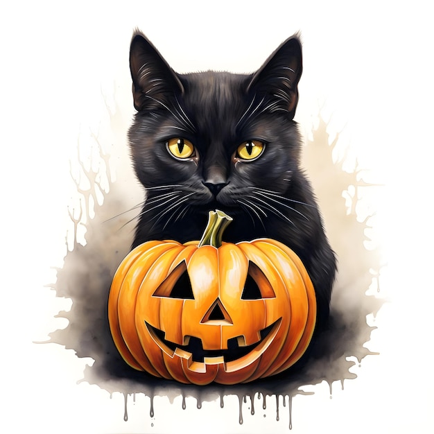 Gatto nero di Halloween su priorità bassa bianca