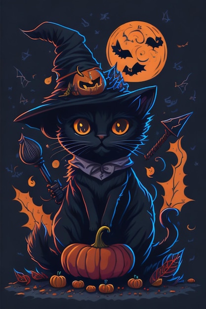 gatto nero halloween vettoriale