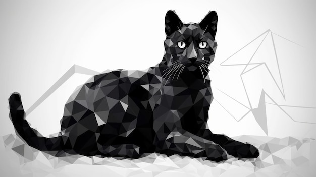 Gatto nero in stile poligonale Ai generato