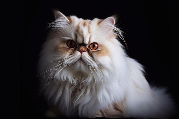Gatto persiano su sfondo nero Closeup ritratto
