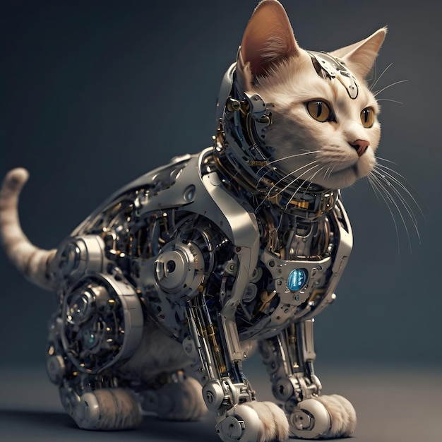 gatto robot futuristico