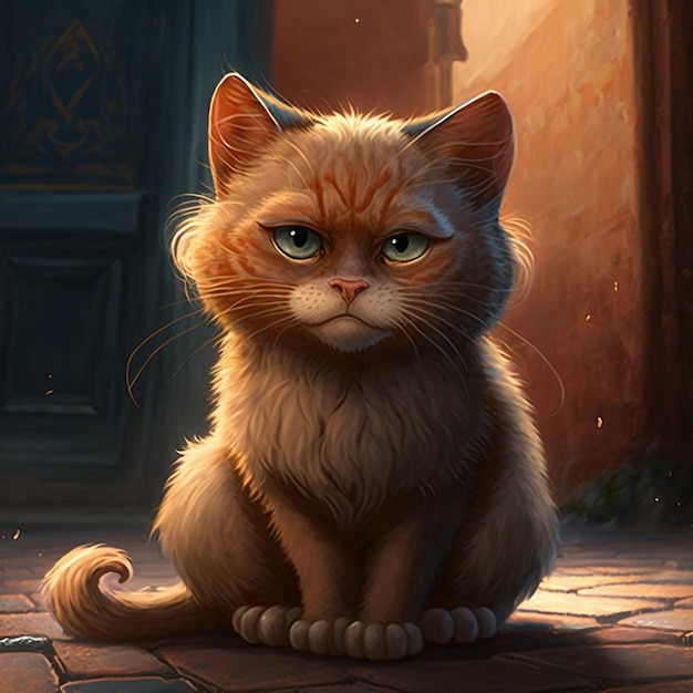 Gatto rosso disegnato in stile Disney