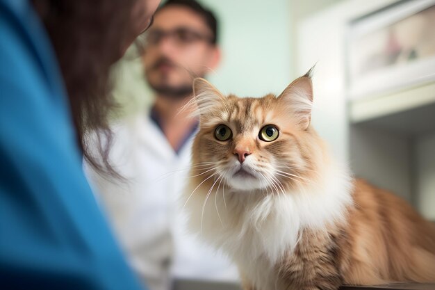 Gatto rosso peloso nell'ufficio del veterinario