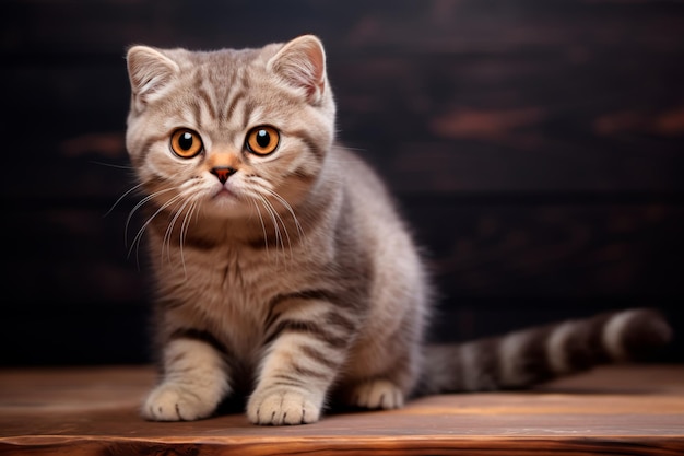 Gatto Scottish Fold Una bellissima immagine di un gattino generata dall'intelligenza artificiale