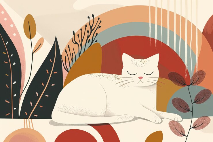 Foto gatto sereno in natura astratta illustrazione minimalista immagine generativa ai