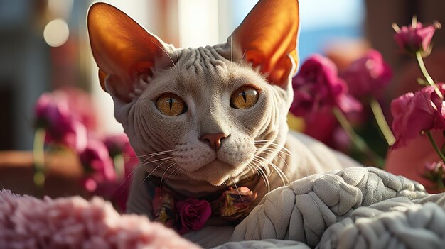 Gatto Sphynx sdraiato