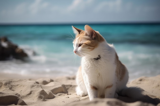 Gatto spiaggia di sabbia soleggiata Genera Ai