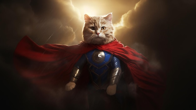 Gatto supereroe dinamico che scatena il potere felino