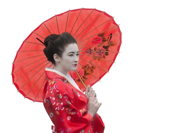 Geisha con ombrello rosso