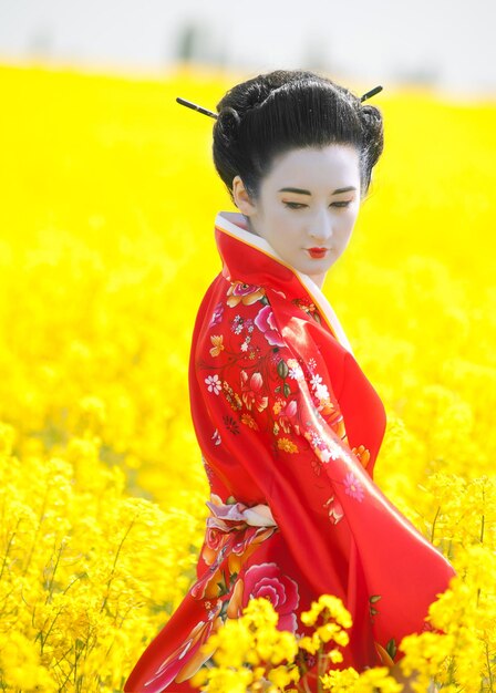 Geisha in campo giallo