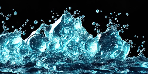 Gel d'acqua di siero di ialurone e collagene su sfondo nero