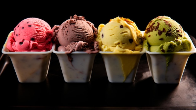 gelati con diversi gusti di vari gusti